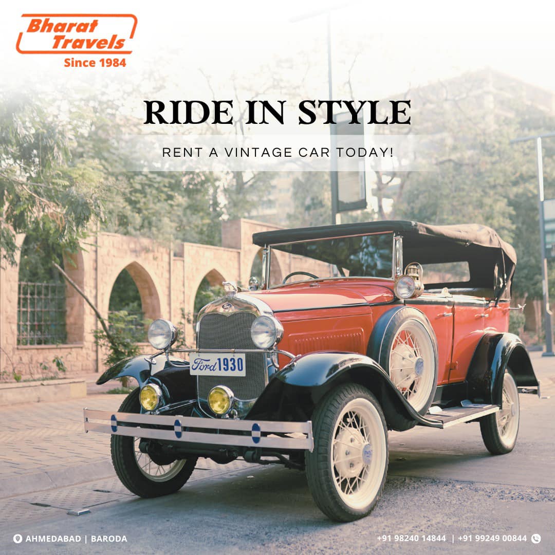 Bharat Travels vintage car for wedding ceremony in Gujarat